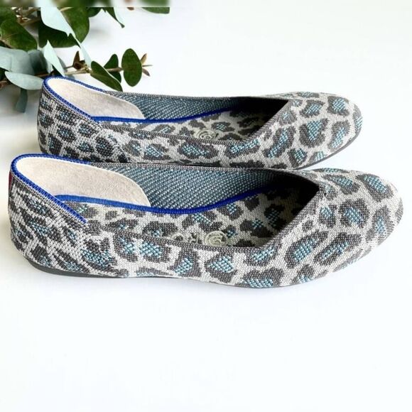 ROTHY'S Gray & Blue Leopard Print Flats | Size 7 | Retired - Picture 4 of 13